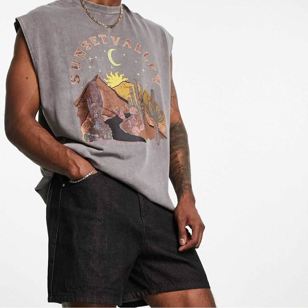 Classic Black Denim Men’s Shorts